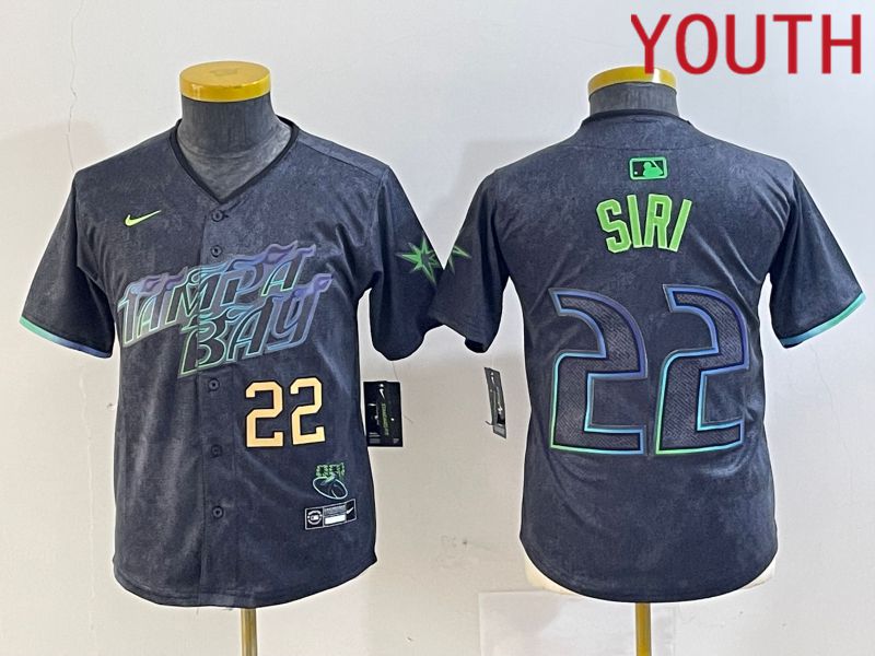 Youth Tampa Bay Rays 22 Siri Black City Edition Nike 2024 MLB Jersey style 3